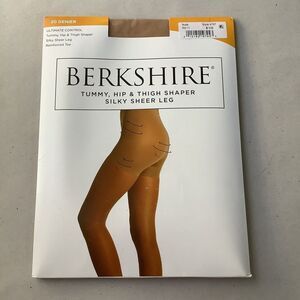 New with Tags Berkshire Silky Sheer Leg Reinforced Toe Shaper Tights in Tan 1-2X